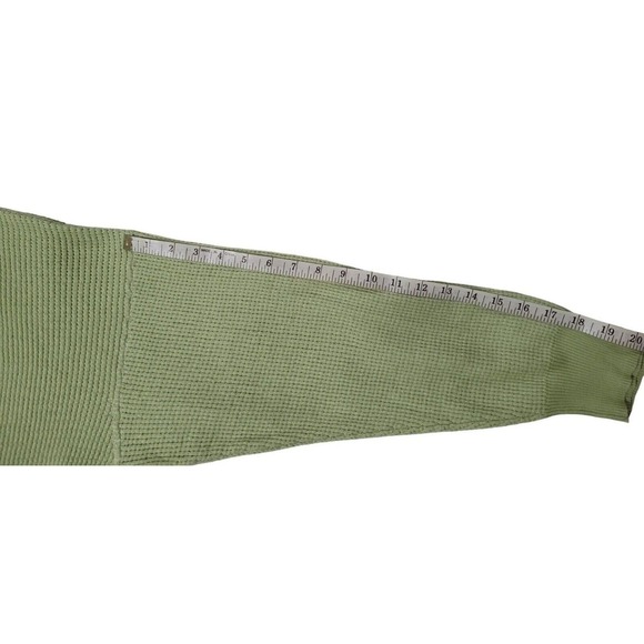 Margaret O'Leary Size L Mint Green Button Front Waffle Knit Henley Sweater Top - Picture 5 of 6